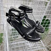 Balenciaga Allover Logo Ankle Strap Sandals Black  - 3
