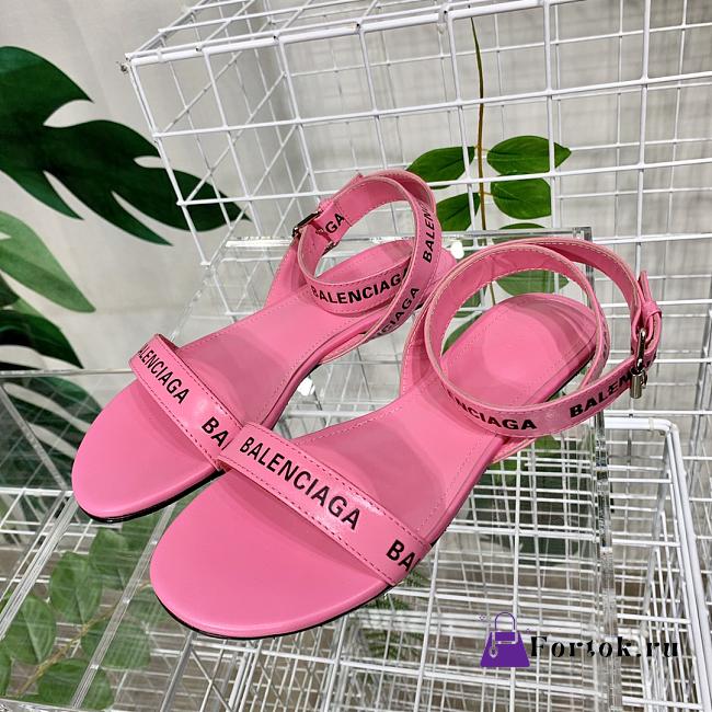 Balenciaga Allover Logo Ankle Strap Sandals Pink  - 1