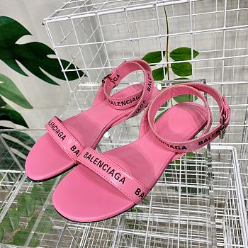 Balenciaga Allover Logo Ankle Strap Sandals Pink 