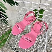 Balenciaga Allover Logo Ankle Strap Sandals Pink  - 2