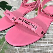 Balenciaga Allover Logo Ankle Strap Sandals Pink  - 3