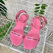 Balenciaga Allover Logo Ankle Strap Sandals Pink  - 4