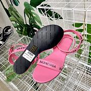 Balenciaga Allover Logo Ankle Strap Sandals Pink  - 5