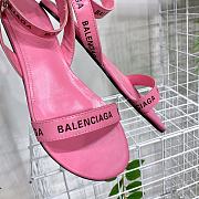 Balenciaga Allover Logo Ankle Strap Sandals Pink  - 6