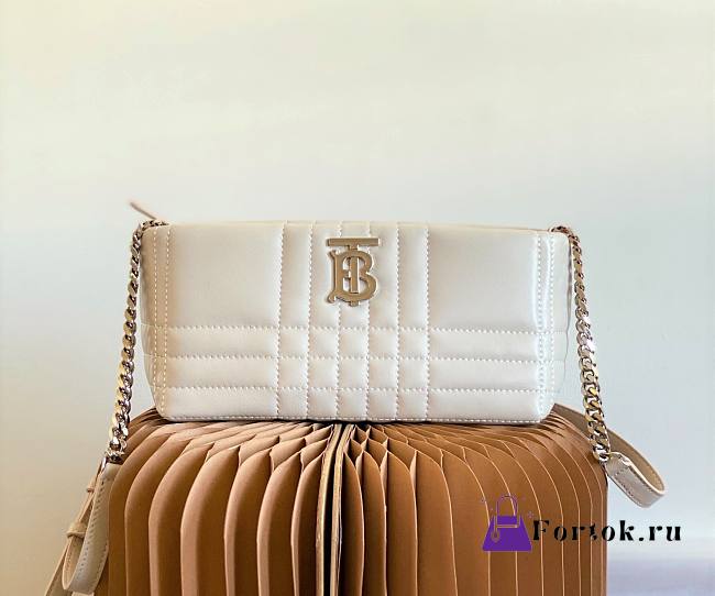 Burberry Small Lola Shoulder Bag Quilted White 27.5x11x12cm - 1