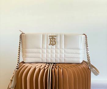 Burberry Small Lola Shoulder Bag Quilted White 27.5x11x12cm