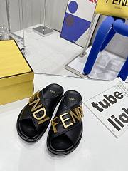 Fendi Logo Lettering Slides Black - 4