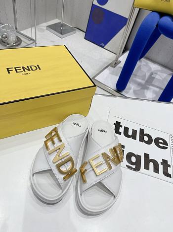 Fendi Logo Lettering Slides White