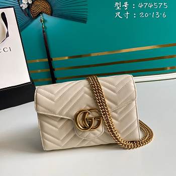 Gucci Mini GG Marmont Matelassé Bag White 474575 20x13x6cm