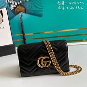 Gucci Mini GG Marmont Matelassé Bag Black 474575 20x13x6cm - 1