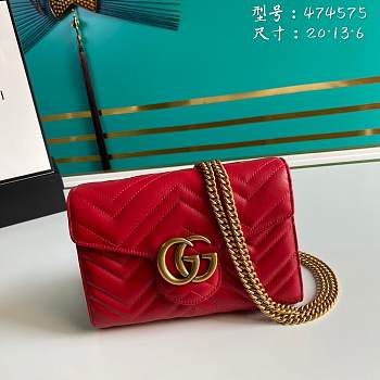 Gucci Mini GG Marmont Matelassé Bag Red 474575 20x13x6cm