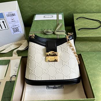 Gucci Small GG Shoulder Bag White 675788 25x21x9cm