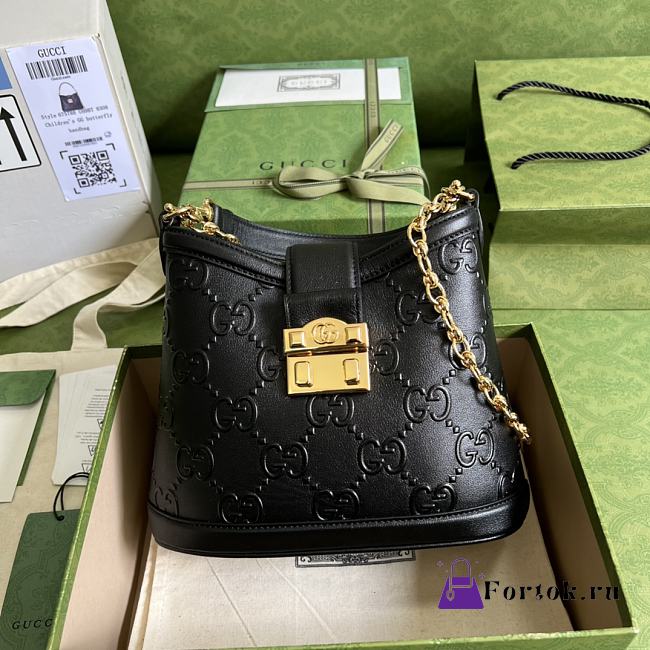 Gucci Small GG Shoulder Bag Black 675788 25x21x9cm - 1