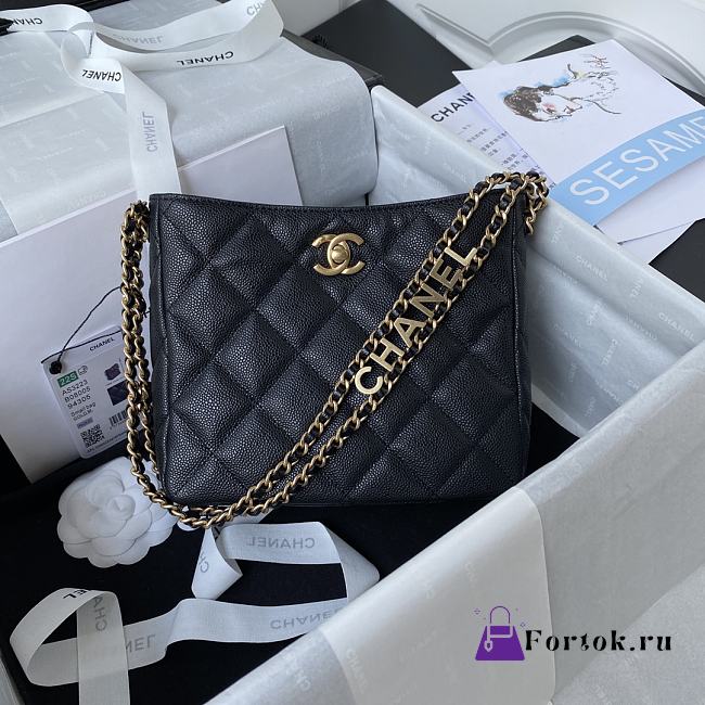 Chanel Small Hobo Bag Grained Leather Black AS3223 16x19x8cm - 1