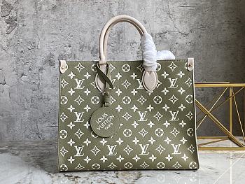 Louis Vuitton Onthego MM Khaki Green/White M46060 35x27x14cm