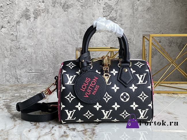 Louis Vuitton Speedy 20 Monogram Leather Black/White/Pink M46088 20.5x13.5x12cm - 1