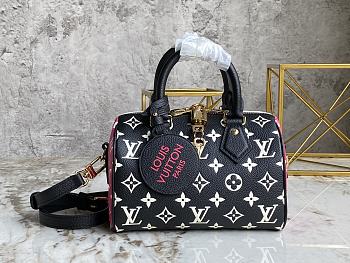 Louis Vuitton Speedy 20 Monogram Leather Black/White/Pink M46088 20.5x13.5x12cm