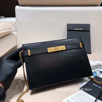 Ysl Manhattan Chain Bag Leather Black 636478 24x16x5cm