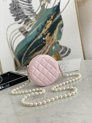 Chanel Round Clutch With Pearl Chain Pink A68055 12x12x4.5cm - 4