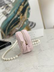 Chanel Round Clutch With Pearl Chain Pink A68055 12x12x4.5cm - 5