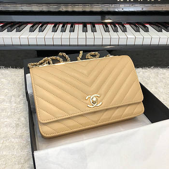 Chanel Chervon Trendy CC WOC Beige A80982 19cm