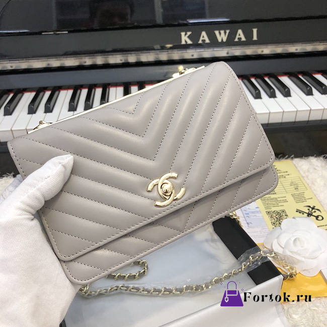 Chanel Chervon Trendy CC WOC Grey A80982 19cm - 1