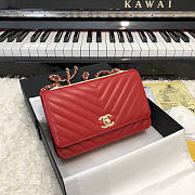 Chanel Chervon Trendy CC WOC Red A80982 19cm - 1