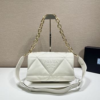 Prada Padded Nappa Shoulder Bag Leather White 1BD306 31x19x8.5cm