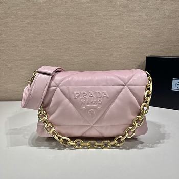 Prada Padded Nappa Shoulder Bag Leather Pink 1BD306 31x19x8.5cm