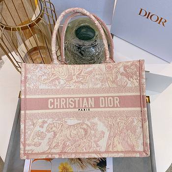 Dior Small Book Tote Pink Embroidery M1296 36.5x28x17.5cm