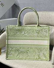Dior Small Book Tote Green Embroidery M1296 36.5x28x17.5cm - 6