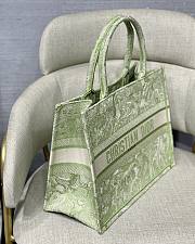 Dior Small Book Tote Green Embroidery M1296 36.5x28x17.5cm - 5