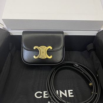 Celine Mini Triomphe Bag Black Leather 11x4x8cm