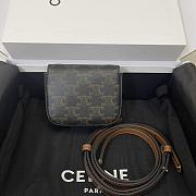 Celine Mini Triomphe Bag Canvas Leather 11x4x8cm - 3
