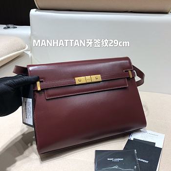 Ysl Manhattan Shoulder Bag In Box Wine Red 5792710 29x20.5x7cm