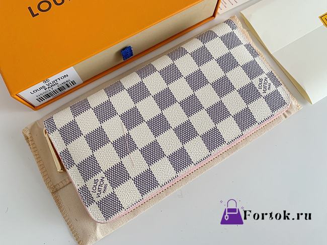 Louis Vuitton Zipper Wallet Damier Canvas Rose Pink N63503 19x10cm - 1
