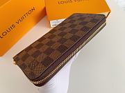 Louis Vuitton Zipper Wallet Damier Canvas Brown N60046 19x10cm - 5