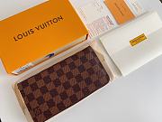 Louis Vuitton Zipper Wallet Damier Canvas Brown N60046 19x10cm - 4