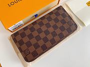 Louis Vuitton Zipper Wallet Damier Canvas Brown N60046 19x10cm - 2