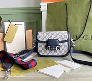 Gucci Mini Horsebit 1955 Bag GG Supreme Canvas Beige/Blue 658574 20.5x14x5cm - 1