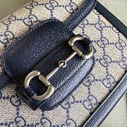 Gucci Mini Horsebit 1955 Bag GG Supreme Canvas Beige/Blue 658574 20.5x14x5cm - 4