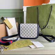 Gucci Mini Horsebit 1955 Bag GG Supreme Canvas Beige/Blue 658574 20.5x14x5cm - 3