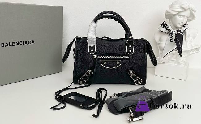 Balenciaga Small Neo Classic City Crossbody Bag Black Silver Metal 24cm - 1