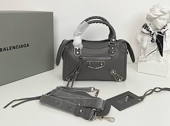 Balenciaga Small Neo Classic City Crossbody Bag Grey Silver Metal 24cm