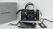 Balenciaga Small Neo Classic City Crossbody Crocodile Pattern Bag Black Gold Metal 24x16x9cm - 1