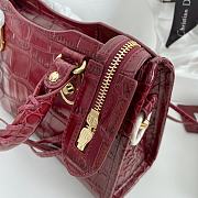 Balenciaga Small Neo Classic City Crossbody Crocodile Pattern Bag Red Gold Metal 24x16x9cm - 6