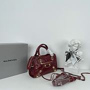 Balenciaga Small Neo Classic City Crossbody Crocodile Pattern Bag Red Gold Metal 24x16x9cm - 5