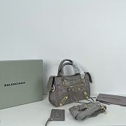 Balenciaga Small Neo Classic City Crossbody Crocodile Pattern Bag Grey Gold Metal 24x16x9cm - 5