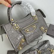 Balenciaga Small Neo Classic City Crossbody Crocodile Pattern Bag Grey Gold Metal 24x16x9cm - 2