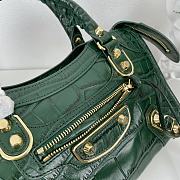 Balenciaga Small Neo Classic City Crossbody Crocodile Pattern Bag Green Gold Metal 24x16x9cm - 3